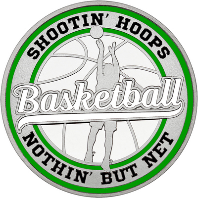 White "Basketball" with Green Outer Circular Borders